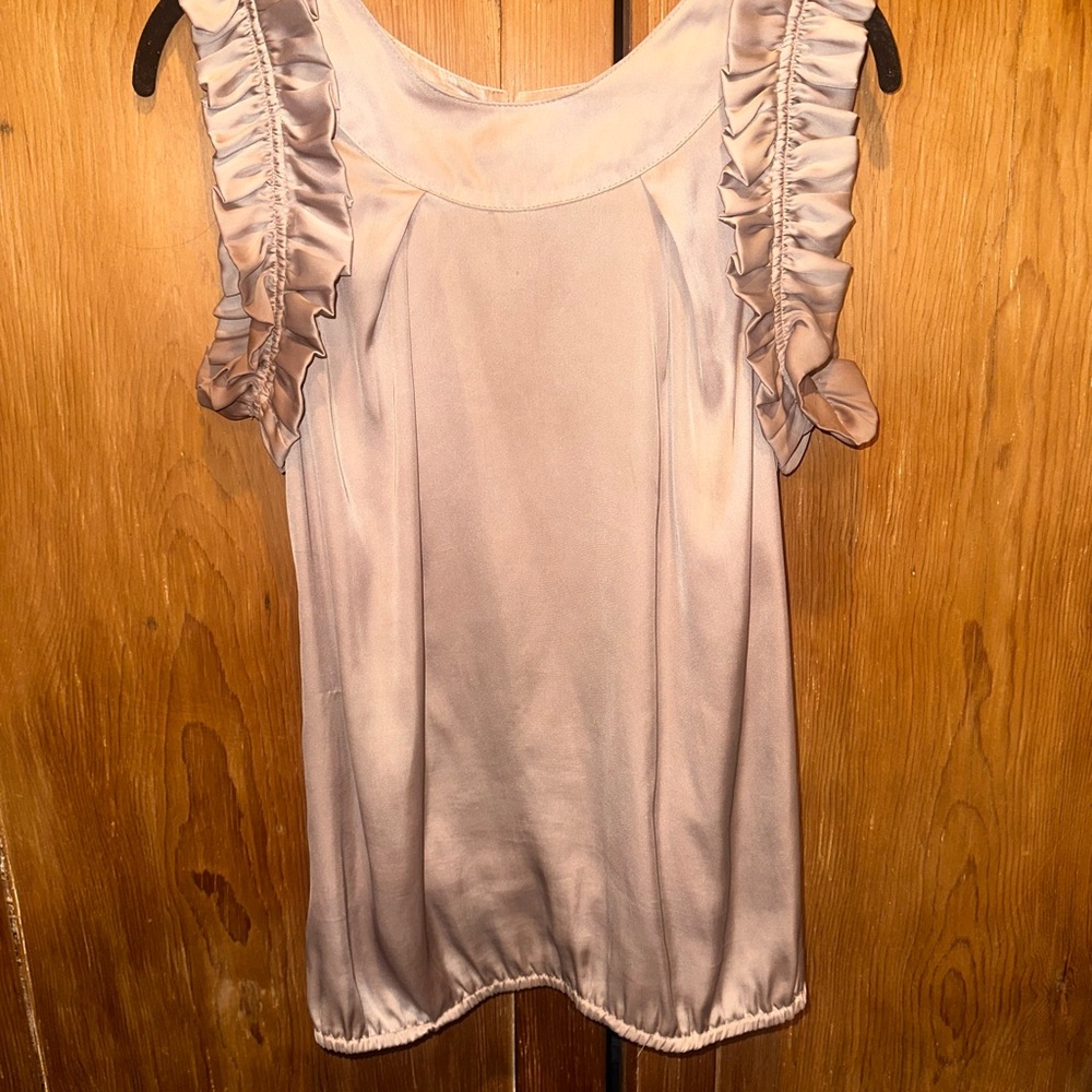 River Island Pale Pink Ruffle Sleeve Satin Blouse